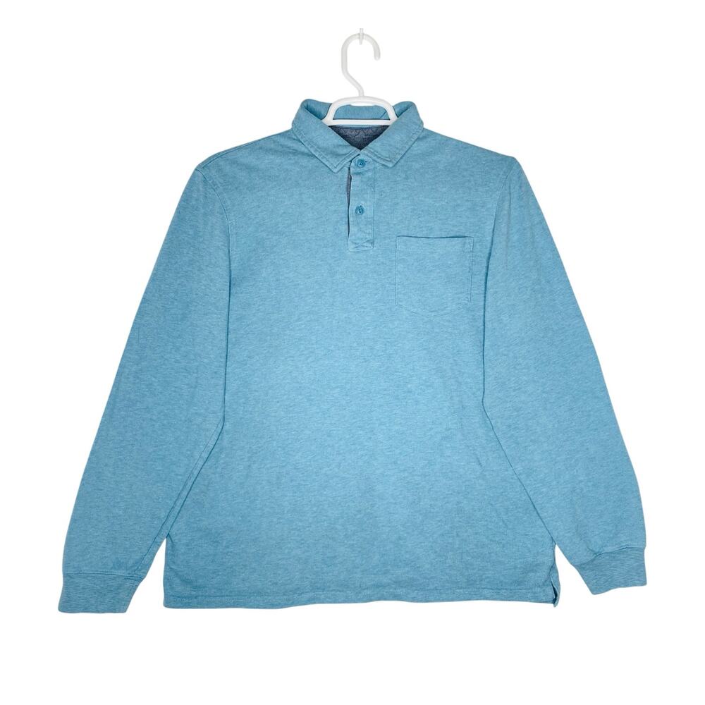L.L. Bean Lakewashed Polo Shirt Blue Long Sleeve Slightly Fitted Large